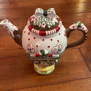 Heather Goldmine Blue Sky Clay works Gingerbread Man Ceramic Teapot 2020 NEW